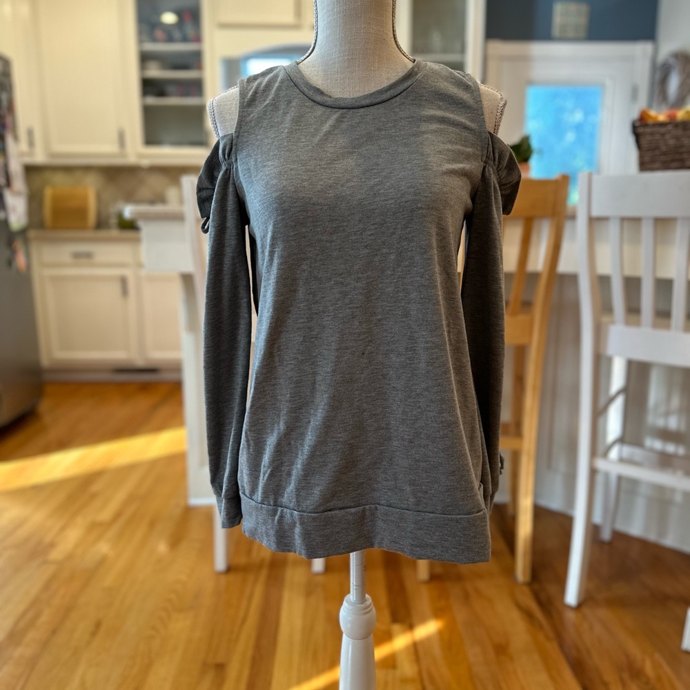 Emelia gray cold shoulder sweatshirt